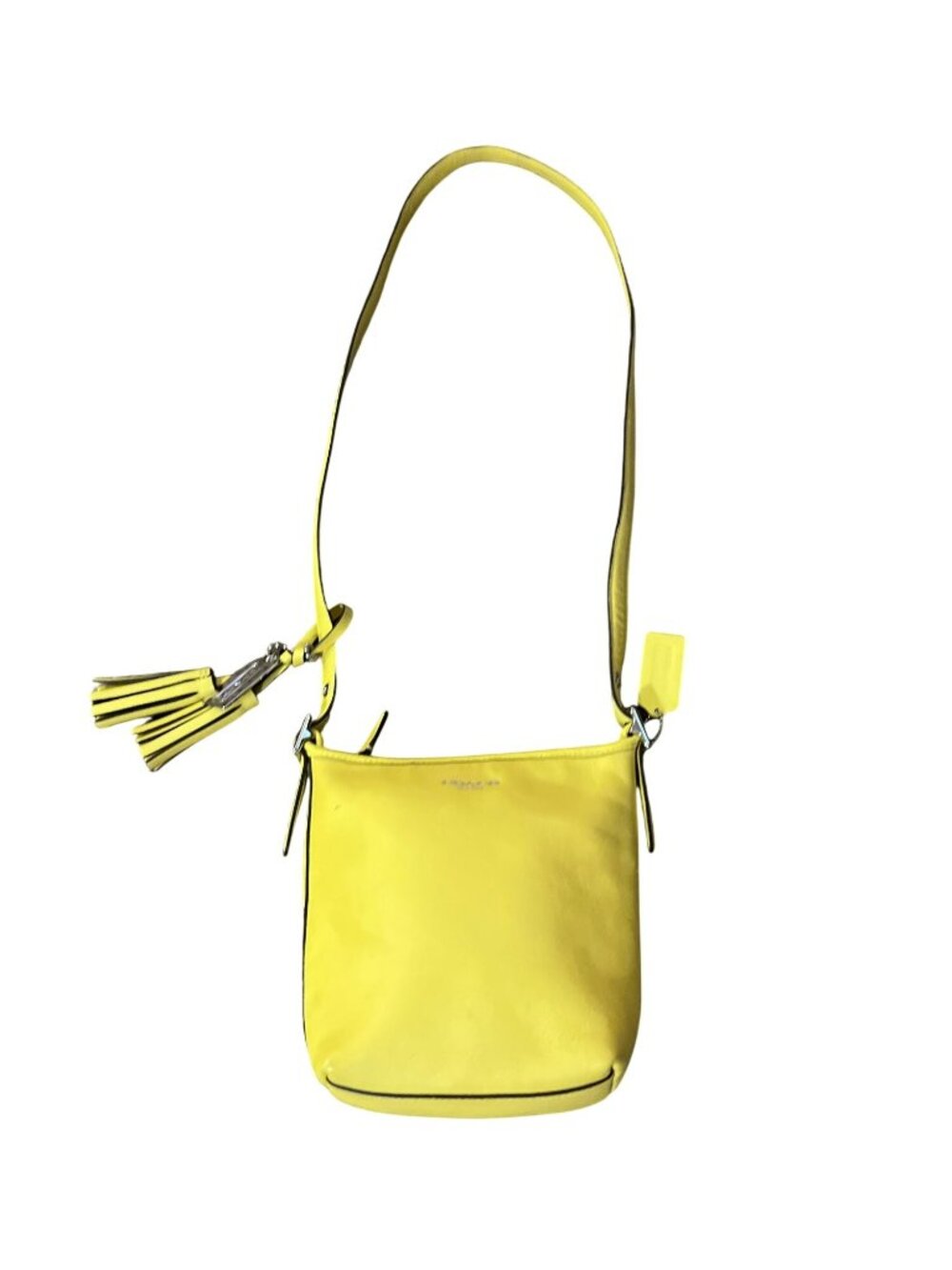 Coach 19801 Yellow Leather Crossbody Bag Purse Tassel Adjustable Strap Used